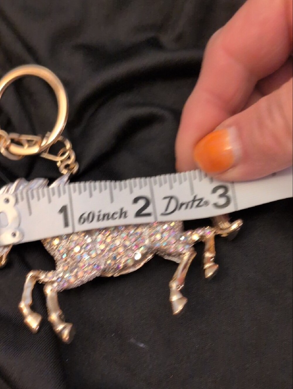 Rhinestone Horse Bag Charm/ Keychain - Sparkling Gold Accent - Picture 5 of 5